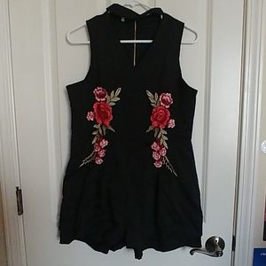 Black floral Romper